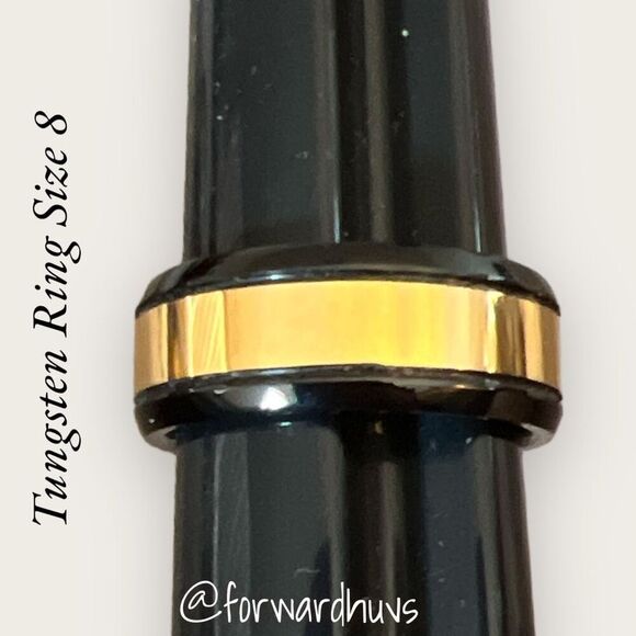 King Will Black & Gold Tungsten Carbide Ring - Size 8 - Picture 1 of 8
